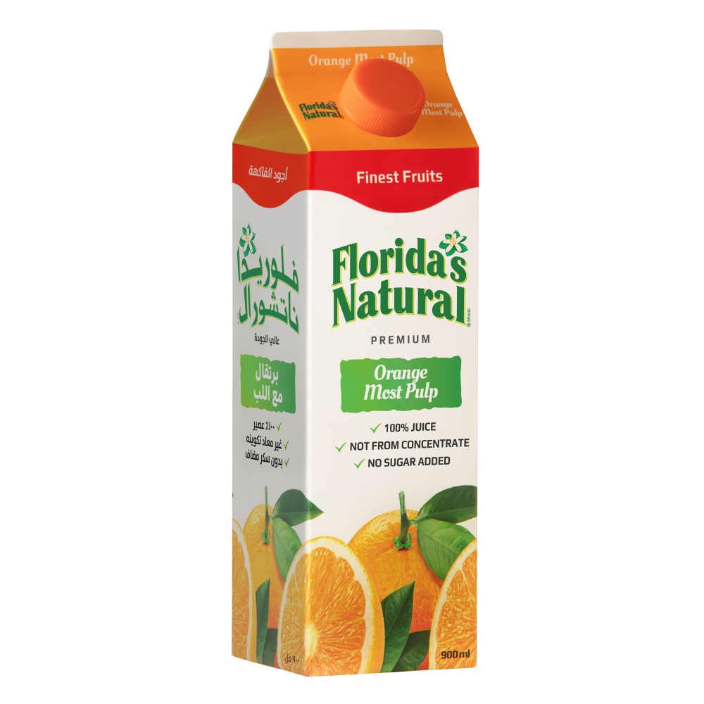 Floridas Natural Pure Orange Juice Most Pulp, 900ml