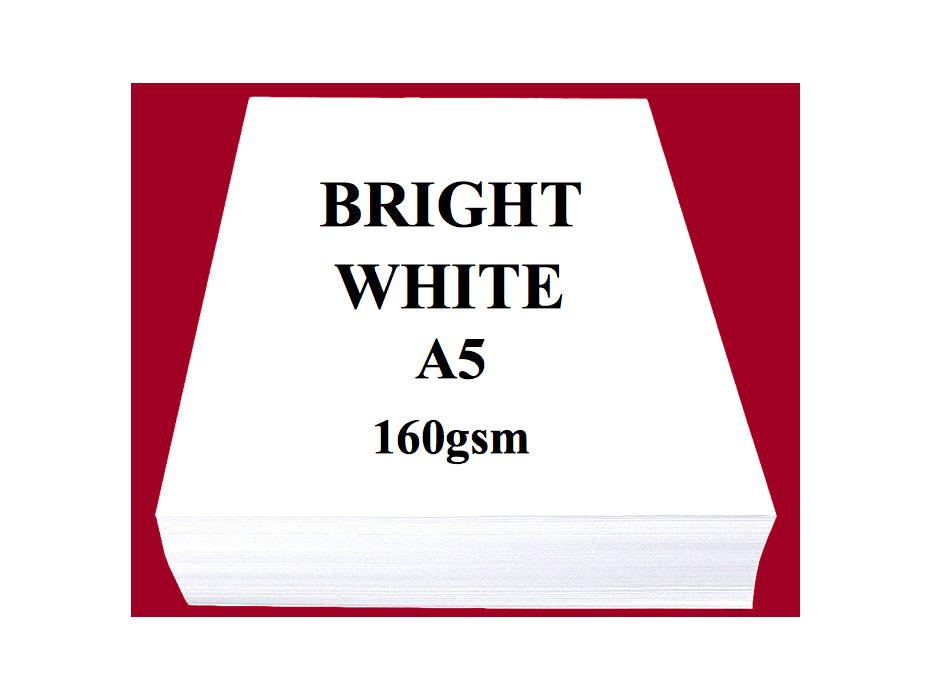 Bright White A5 Size Paper, 160gsm, 500 Sheets/Ream
