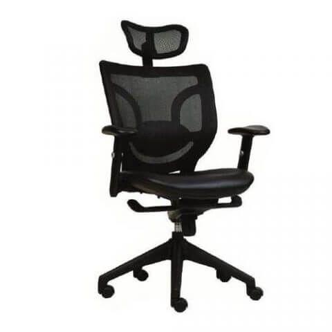 Mesh High Back Chair, Mesh Back and Upholstered Seat – Black