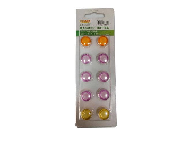GENMES MAGNETIC BUTTON, 1.5 CM, 10-PACK, ASSORTED COLORS