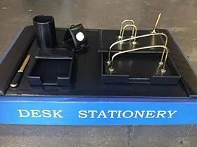 Deluxe Desk Set, Type Leatherette, 8 Pieces, Black