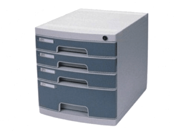 DELI 4 Drawer Plastic Cabinet with Lock in Front Grey