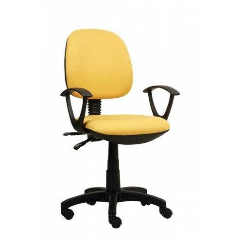 Secretary 685A Low Back Chair with Arms, Yellow Fabric Type