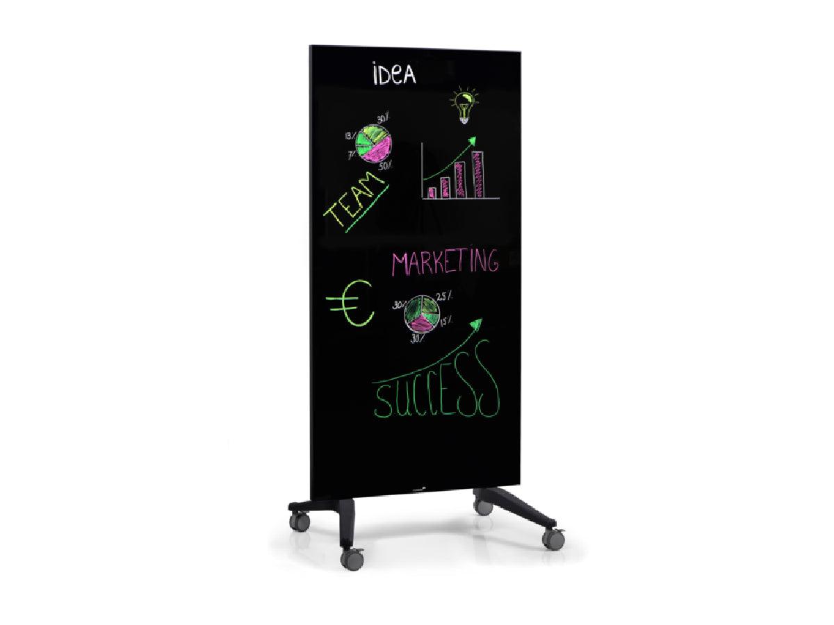 Legamaster Mobile GlassBoard Black 90 x 175cm Part No. 7-105200