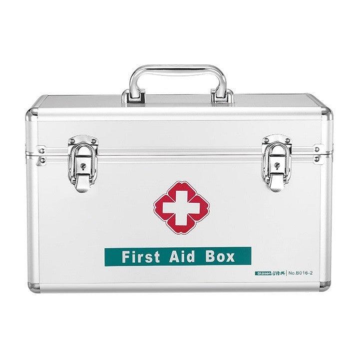 Glosen Portable Household First Aid Box Aluminum 355X202x220 silver (B0-16-2)