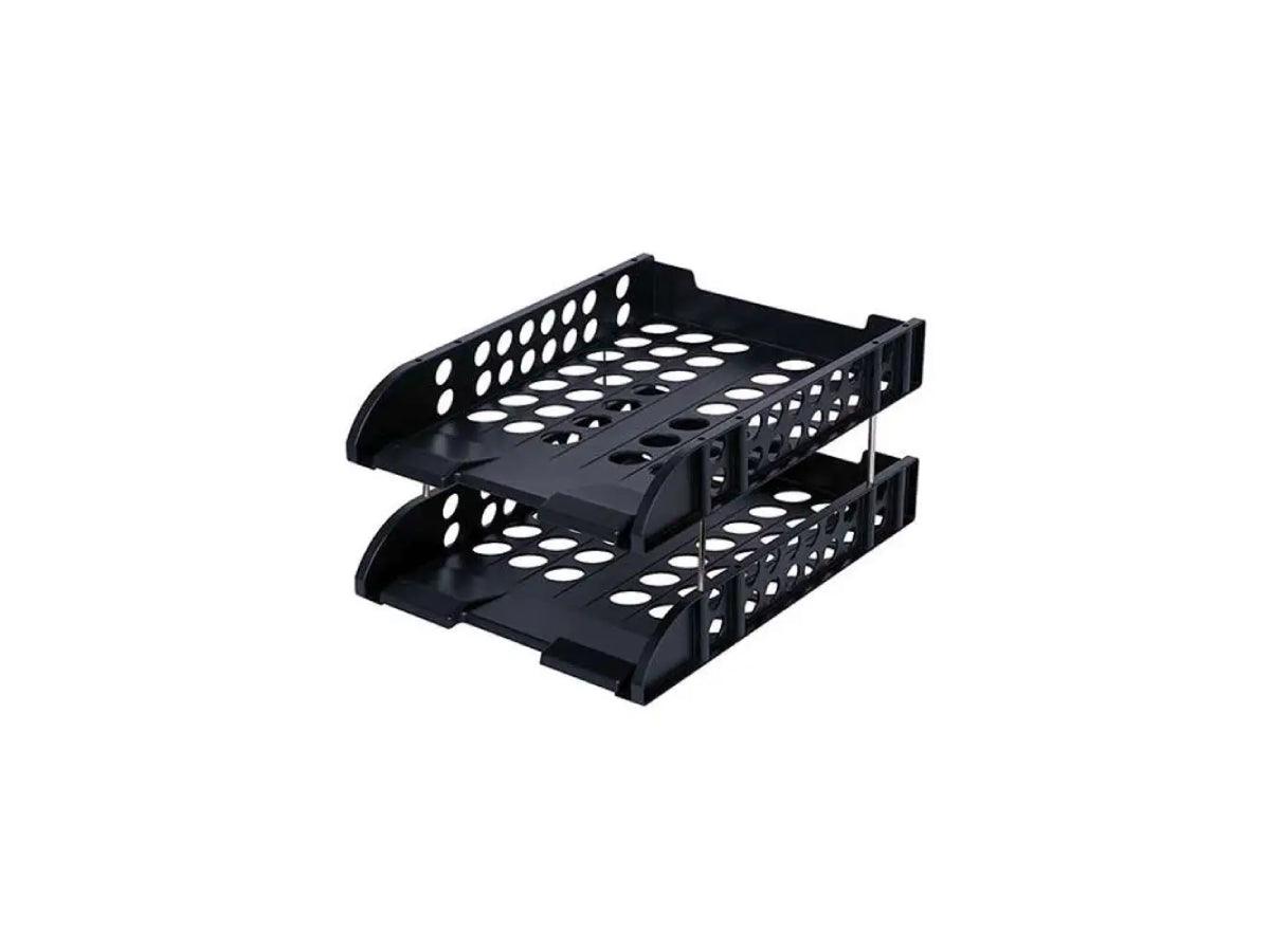 DELI 2 Tier Plastic Document Tray Black