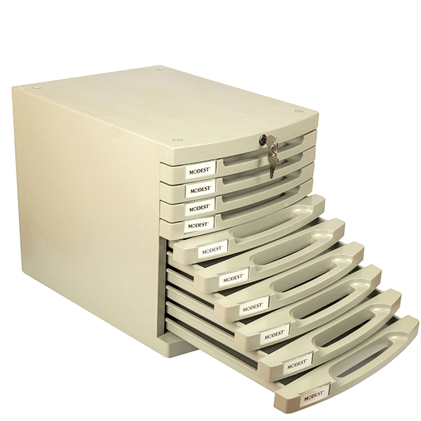 Modest 10 Drawer Cabinet, With Front Lock, Grey Color (MS2910)
