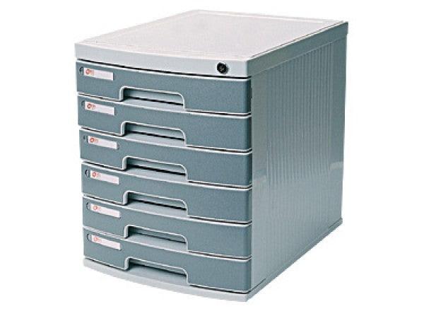 DELI 6 Drawer Plastic Cabinet with Lock in Front, Grey