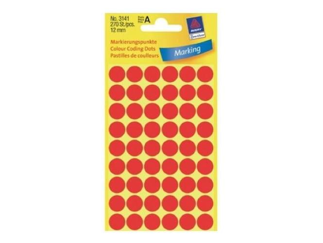 Avery Marking Labels, Dots, 12 mm, Red, 270-pack