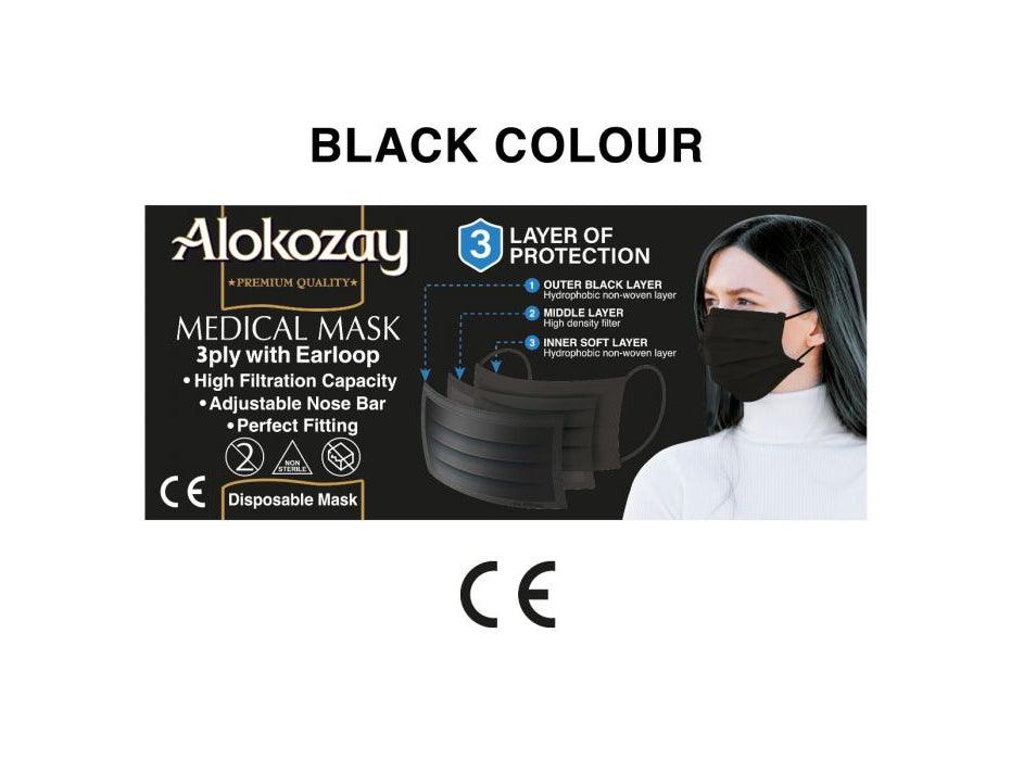 Alokozay Disposable Face Mask, 50pcs/box – Black