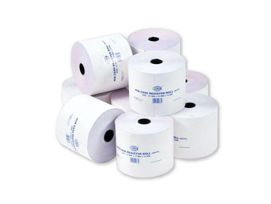 Cash Roll, 57 x 70 mm x 0.5″, 2 Ply, 10Pcs-Pack, NCR (FSCS57X70NCR)