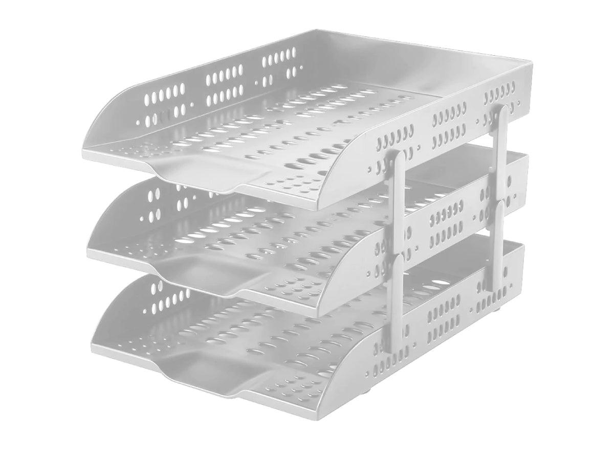DELI 3 Tier Plastic Document Tray Grey