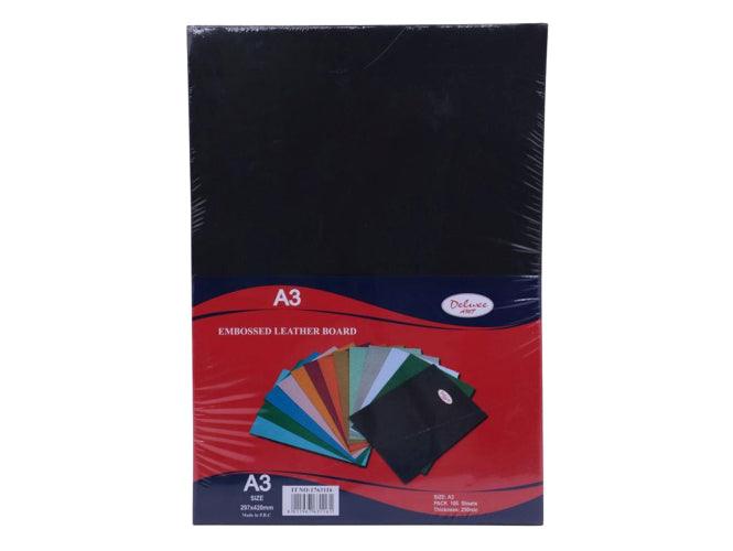 Deluxe A3 Embossed Leather Board Binding Cover, 100/pack, Black