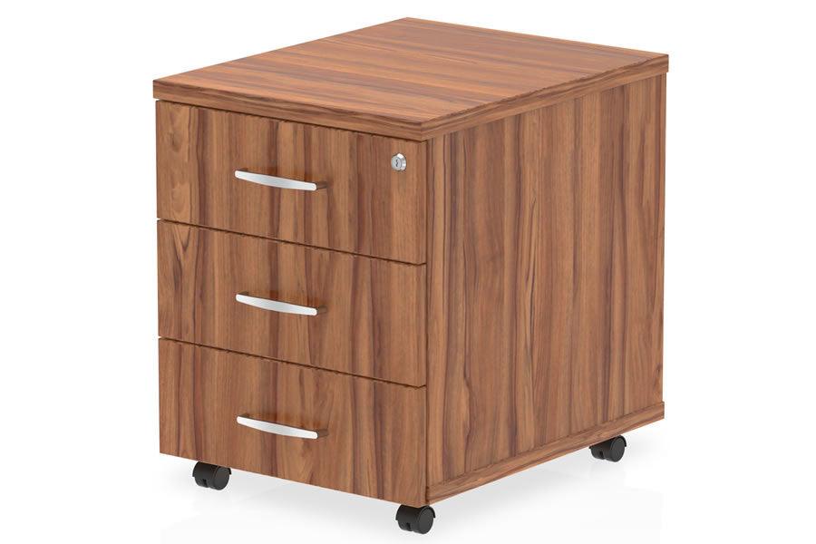 Mobile Pedestal, 3 Drawer With Handle And Lock W40 x D48 x H56 cm – WALNUT