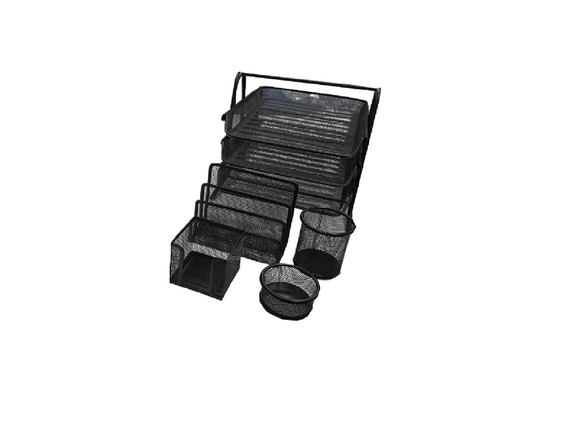 Deluxe Metal Mesh Desktop Set, 5 Pieces, Black