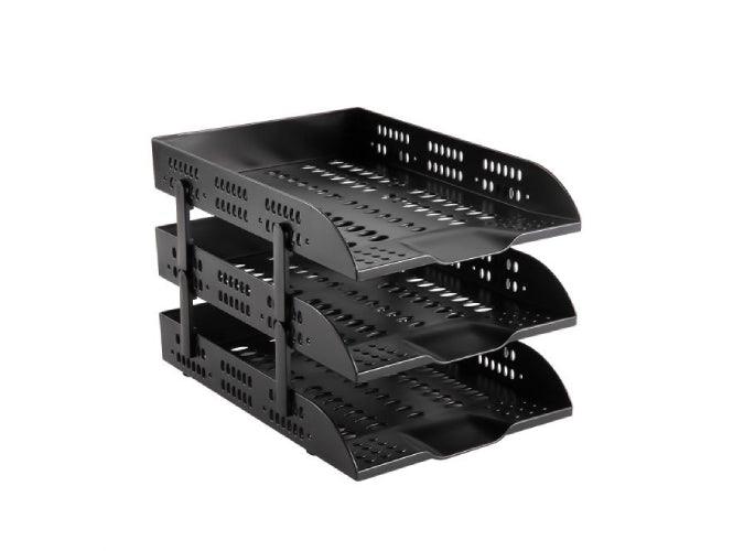 DELI 3 Tier Plastic Document Tray Black