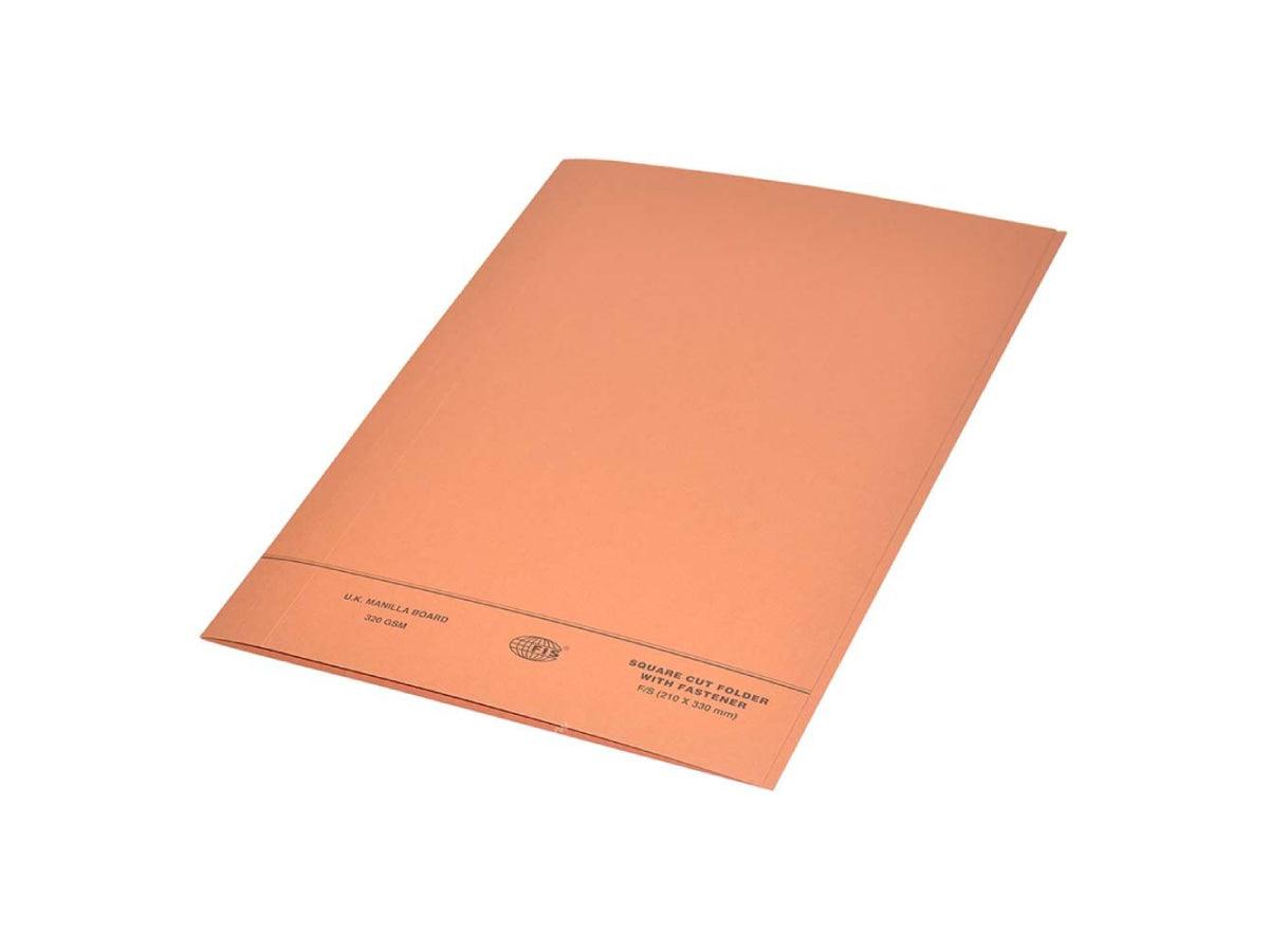 Square Cut Folder FS With Fastener, Orange