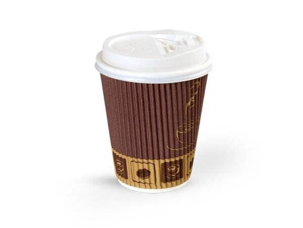 Falcon Rippled Paper Cup with Lid, 8oz. 50pcs/pack