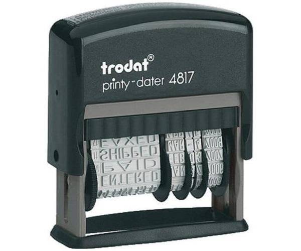 Trodat 4817 Date Stamp with 12 Changeable Messages – Blue