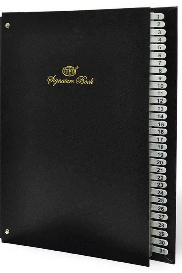 Signature Book, Vinyl Material Cover, 31 Sheets (1-31), Black Color, 240 x 340mm