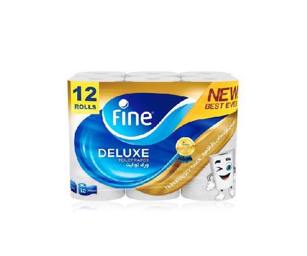 Fine Deluxe Toilet Paper, Pack of 12 Rolls, 3 Plies