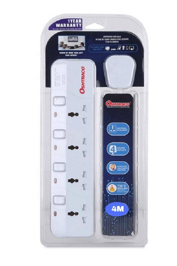 Oshtraco 4 Way Universal Extension, 4 Meter – White (OTC-3314S-4M)