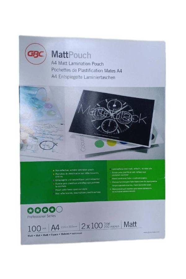 GBC Laminating Pouch Matt A4 size 100 Microns Pack Of 100 (107S3740491)