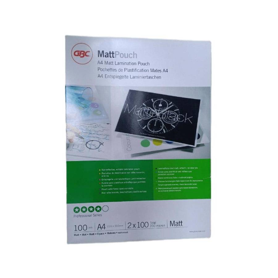 GBC Laminating Pouch Matt A4 size 100 Microns Pack Of 100 (107S3740491)