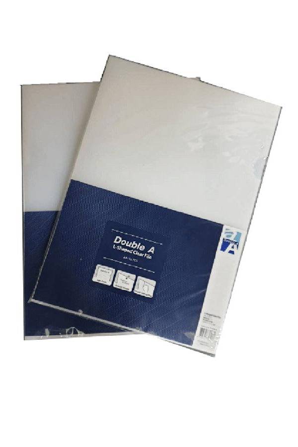 Double A L-Shaped Clear File, A4, 12pcs/pack