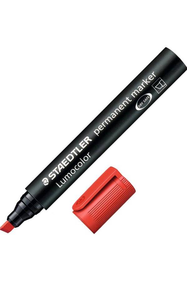 Staedtler Lumocolor Permanent Marker, Chisel Tip, Red