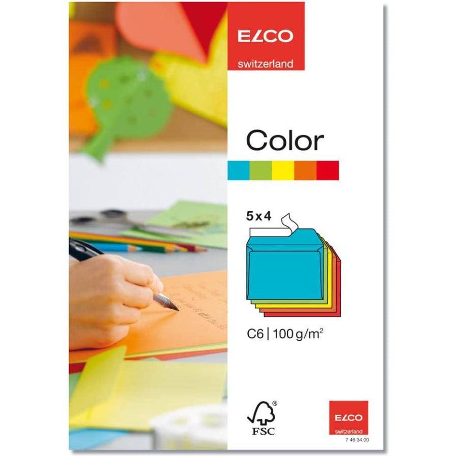 Elco C6 Envelope with Adhesive Closure, 100gsm, 20pcs/pack – Assorted Colour