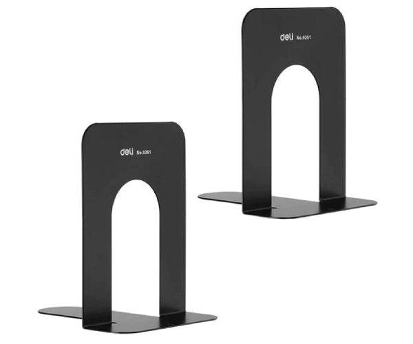 DELI 9261 Metal Book Ends, 6 1/2 inches, 43x29x19cm, 2pcs/set, Black