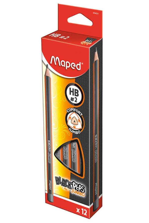 Maped MD-854021 Black Peps Jumbo Pencil, 12pcs/box