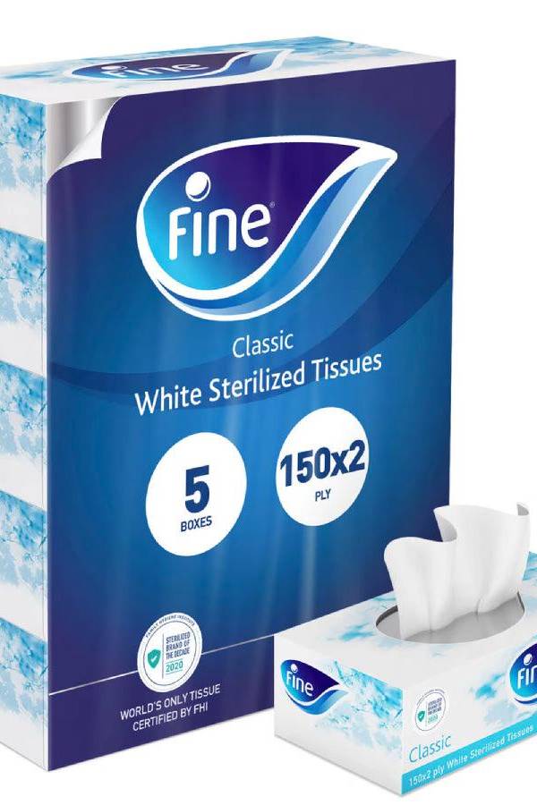 Fine Classic Facial Tissue 150's 2PLY, Pack of 5