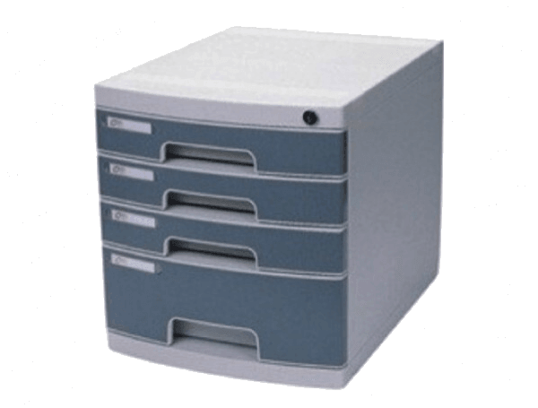 DELI 4 Drawer Plastic Cabinet with Lock in Front Grey