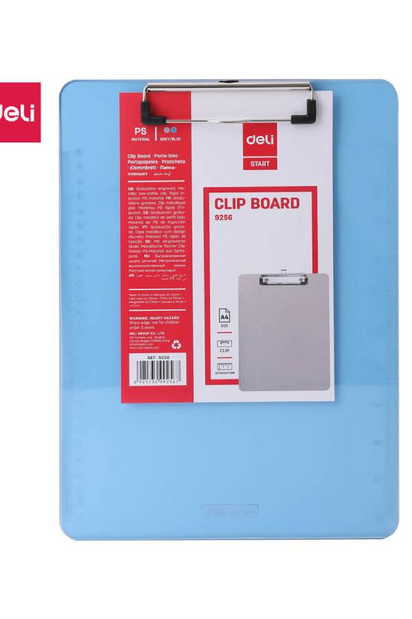 Deli A4 Transparent Plastic Clip Board
