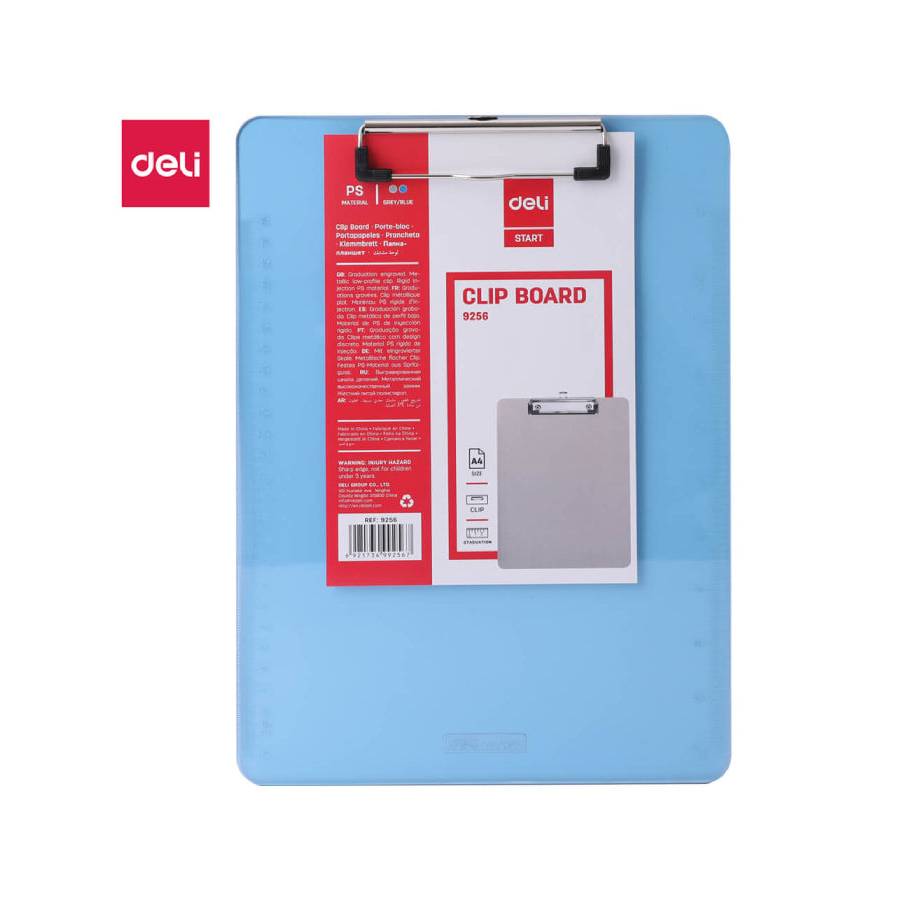 Deli A4 Transparent Plastic Clip Board
