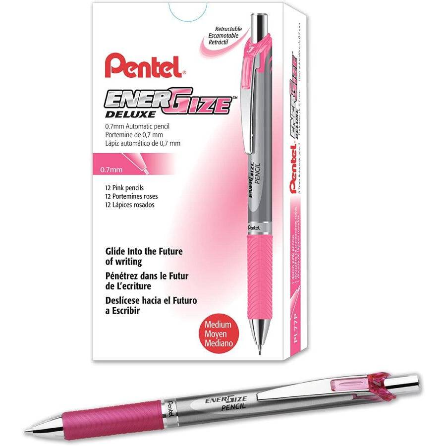 Pentel PL77P Energize Mechanical Pencil – 0.7mm, Pink(Pack Of 12)