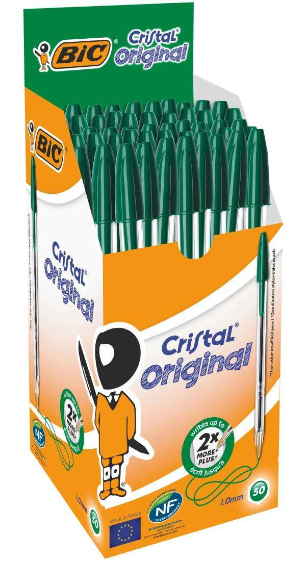BIC Cristal Medium Ball Point Pen – 1.0mm, Green (Pack of 50)