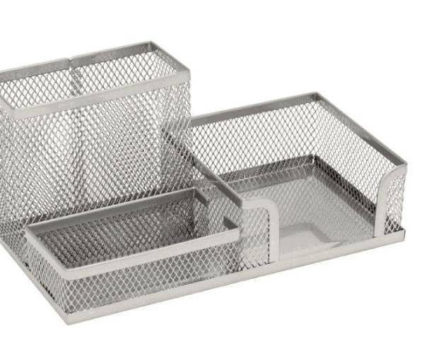 Partner Metal Mesh Desktop Organizer Silver