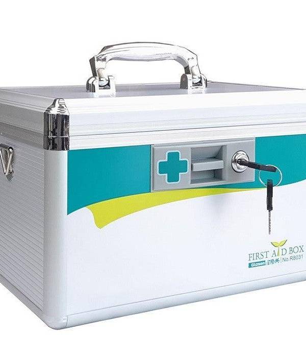 Glosen First Aid Box with shoulder Strap Aluminum 305X195x200 Silver (R 8031)