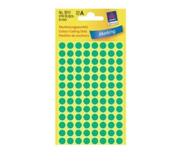 Avery Marking Labels, Dots, 8 mm, Green, 416/pack