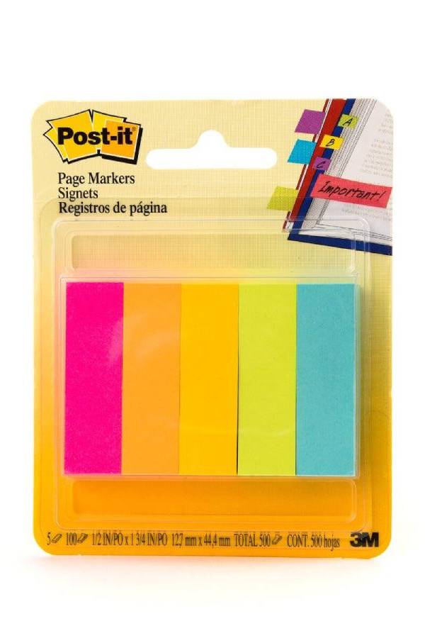 3M Post-It Page Ultra Markers Ultra Colors 670-5AN, 5 Pads-Pack, 100 Sheets/Pad