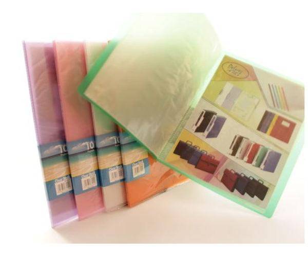 Deluxe Clear Book A4, Assorted Translucent Colors, 10 Pockets