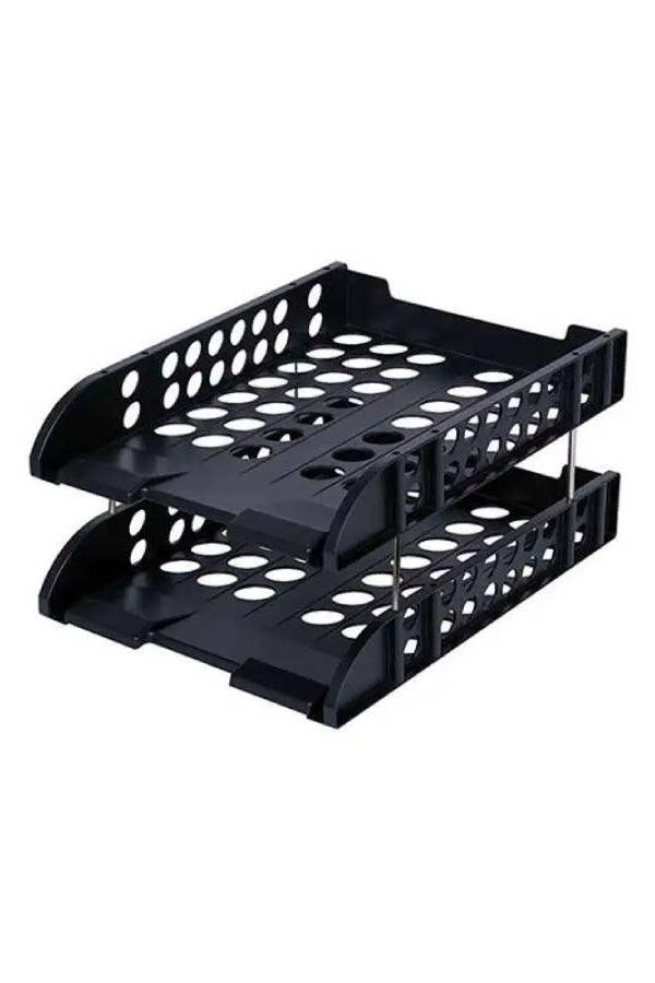 DELI 2 Tier Plastic Document Tray Black
