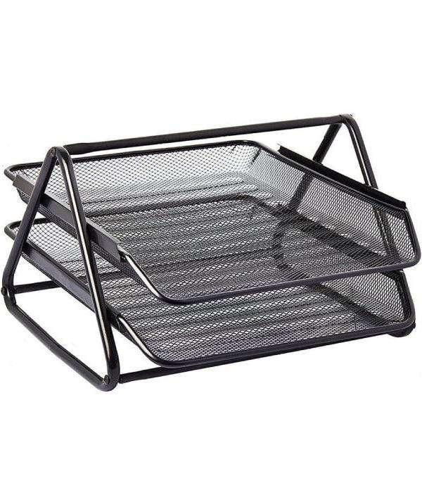 Partner Metal Mesh 2 Tier Document Tray Black