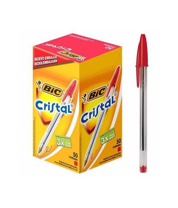 BiC Cristal Medium Ball Point Pen – 1.0mm, Box, Red (Pack of 50)