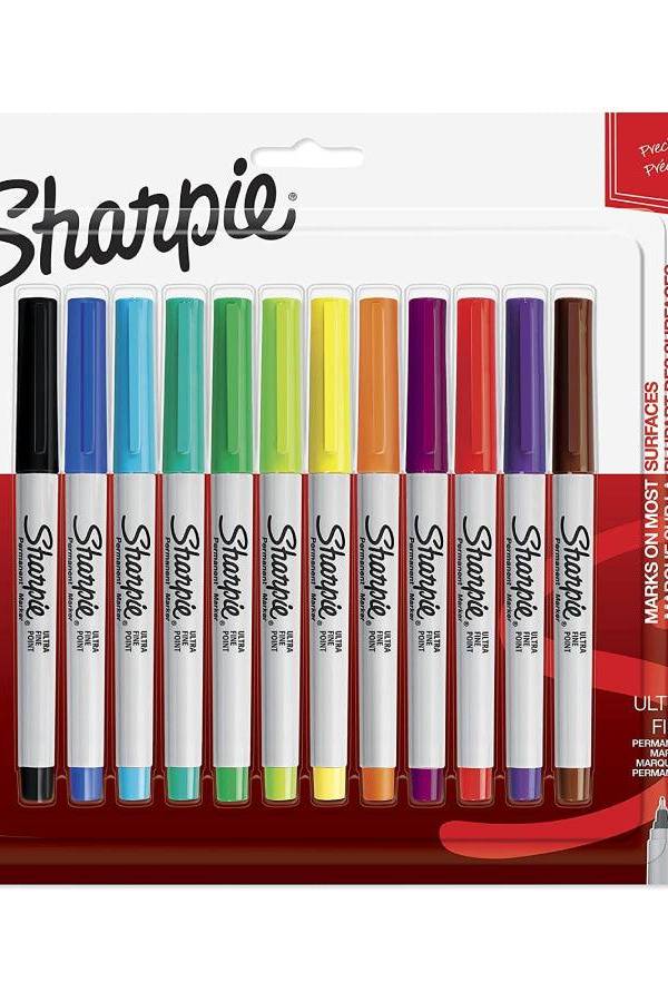 Sharpie Permanent Markers, Ultra Fine Point, Assorted Colors, 12 Count