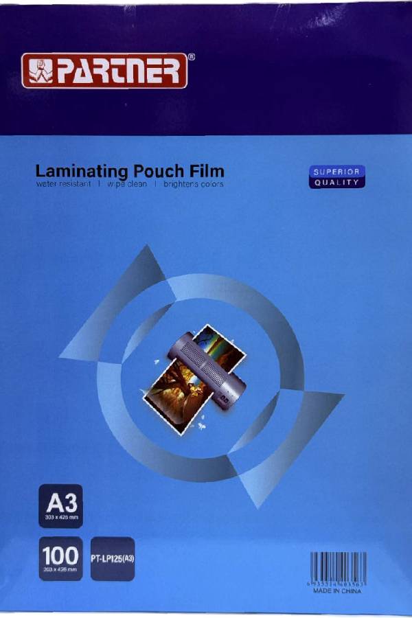 Partner A3 Laminating Pouch Films 125 Microns 303×426 mm 100/pack