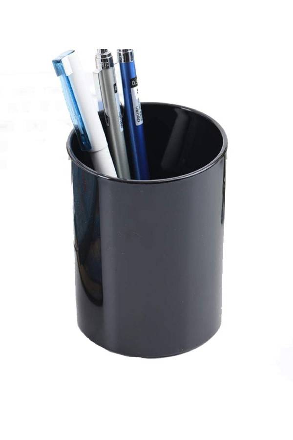 Modest Plastic Pen Holder Round Black